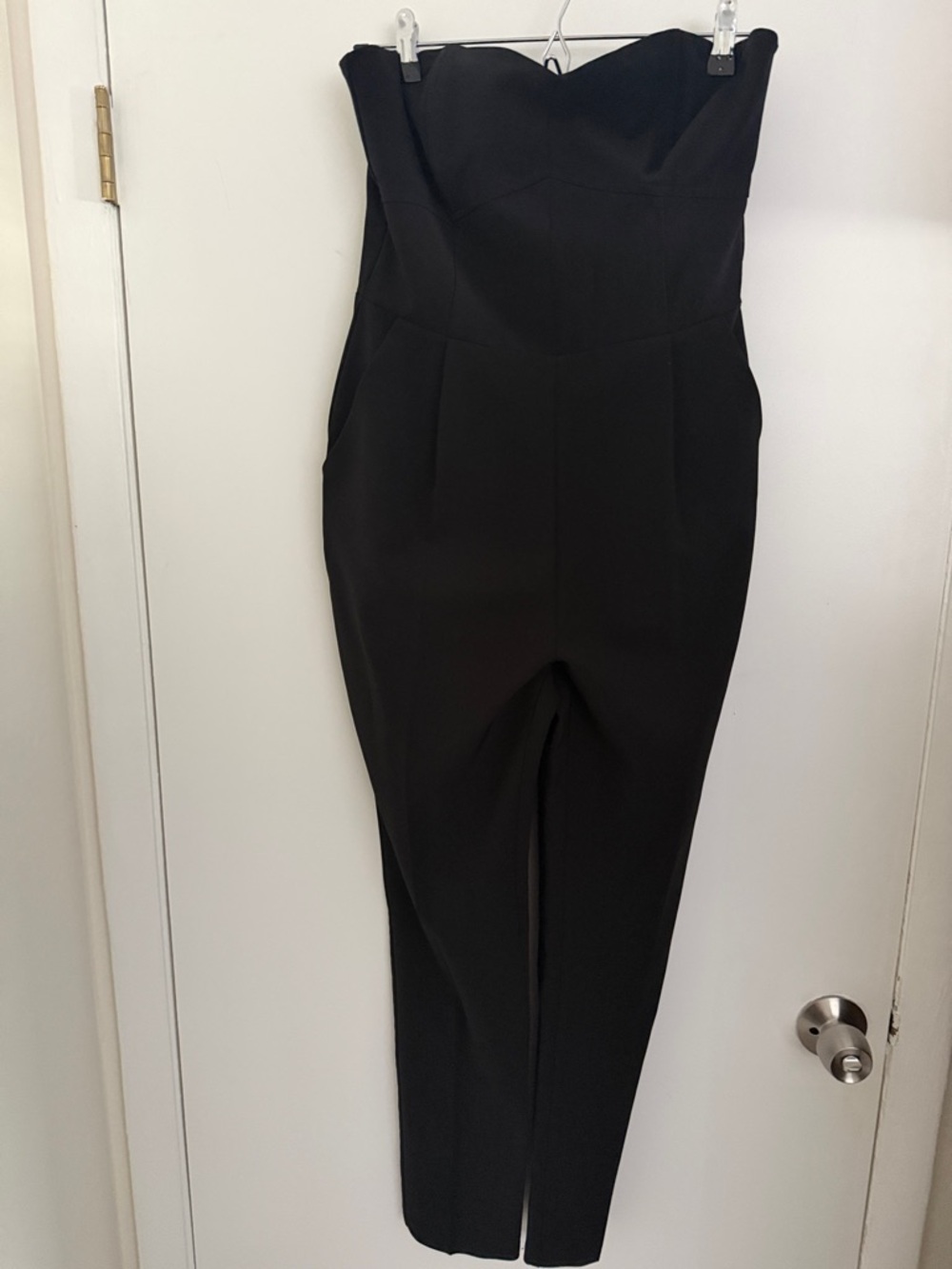 Adelyn Rae Strapless Black Tailored Jumpsuit